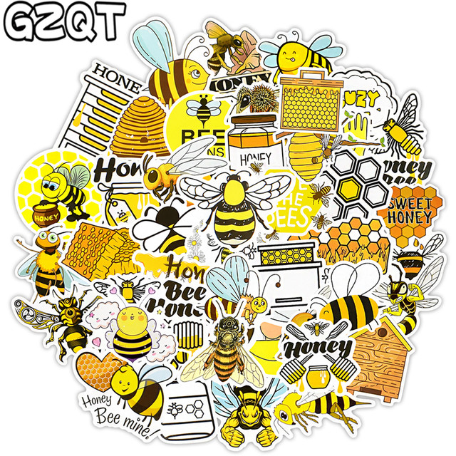 Bee Stickers Laptop, Stickers Cartoon Bees, Cartoon Sticker Honey